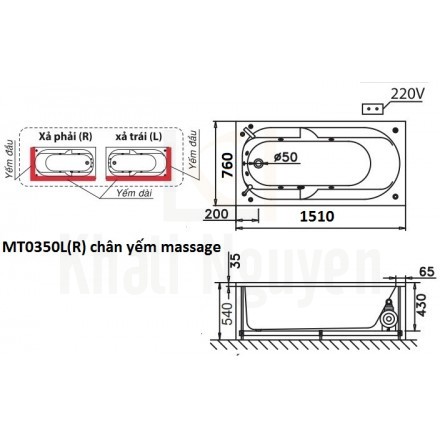 Bản vẽ kỹ thuật bồn tắm CAESAR MT0350L/R