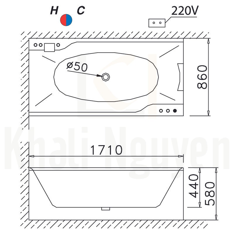 Bản vẽ kỹ thuật bồn tắm CAESAR MT0870L/R