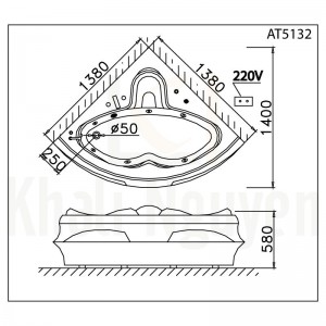 Bản vẽ kỹ thuật bồn tắm CAESAR AT5132