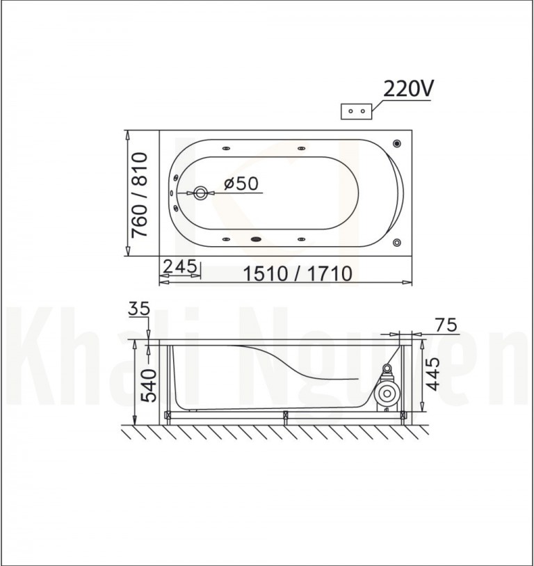 Bản vẽ kỹ thuật bồn tắm CAESAR MT0150L/R 