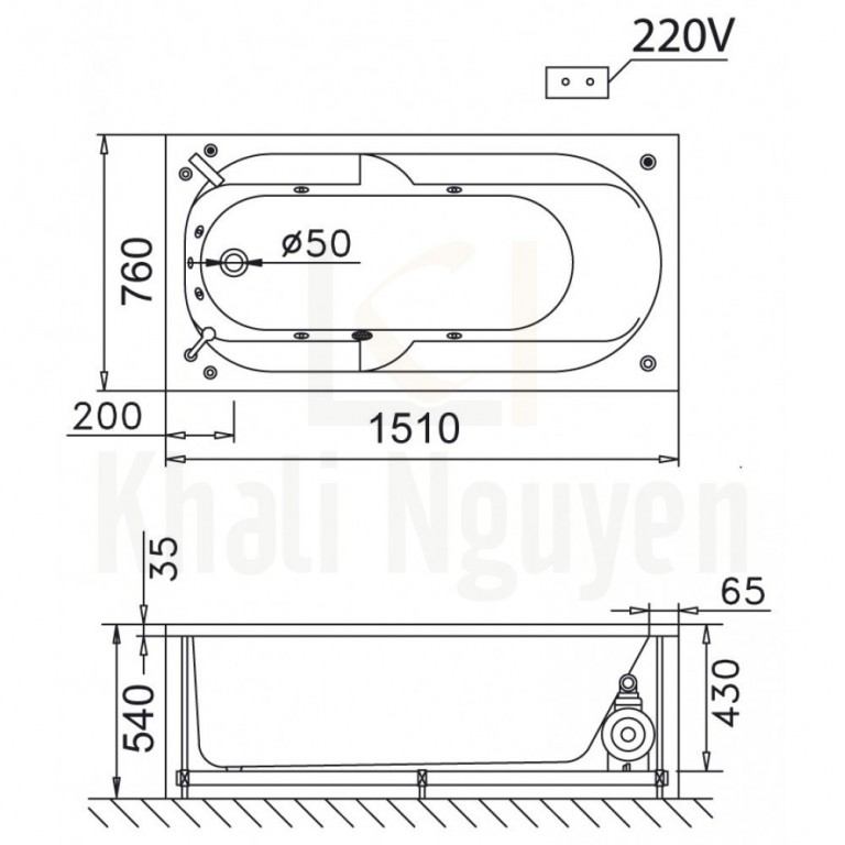 Bản vẽ kỹ thuật bồn tắm CAESAR AT0150L/R