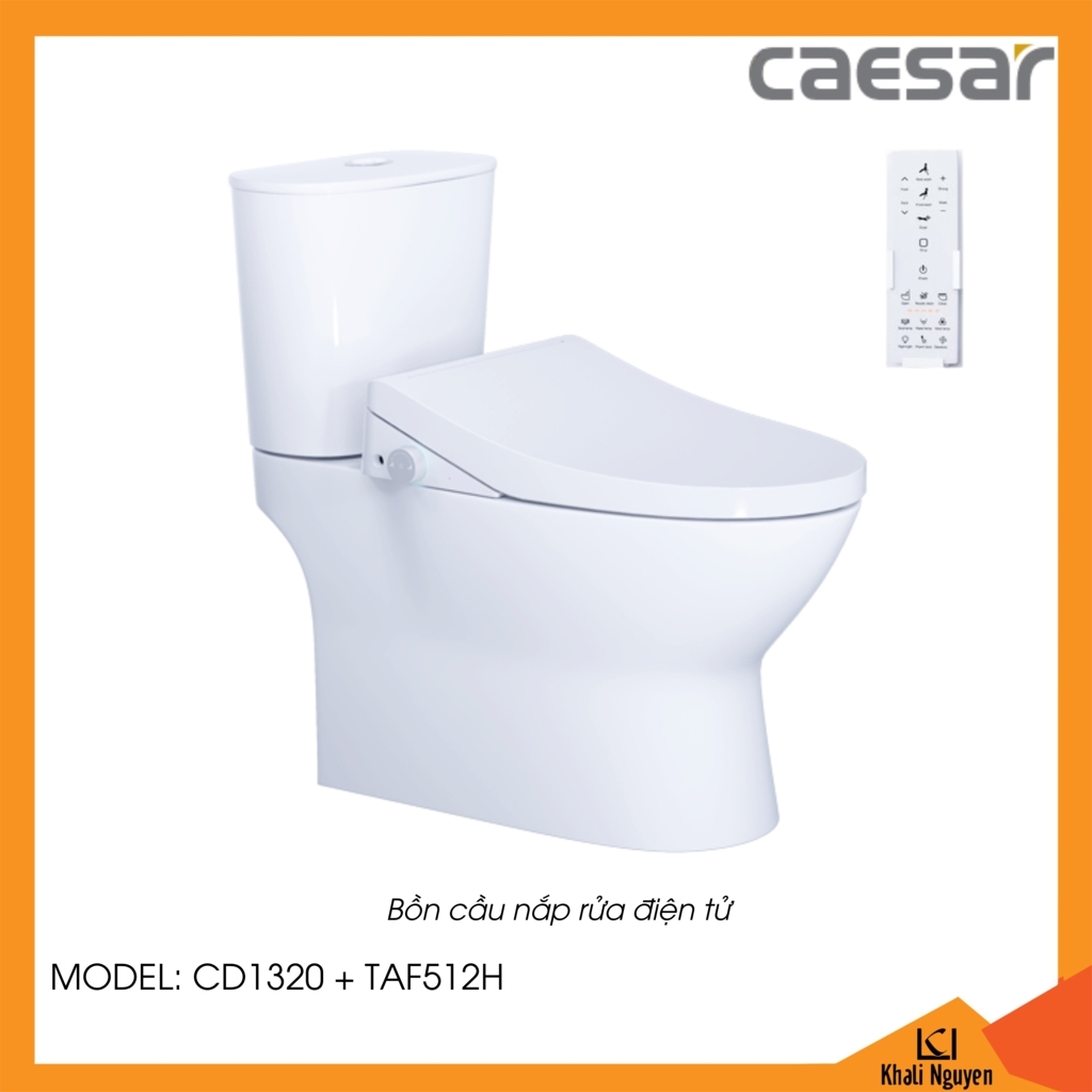 Bồn cầu nắp rửa điện tử Caesar CD1320+TAF512H