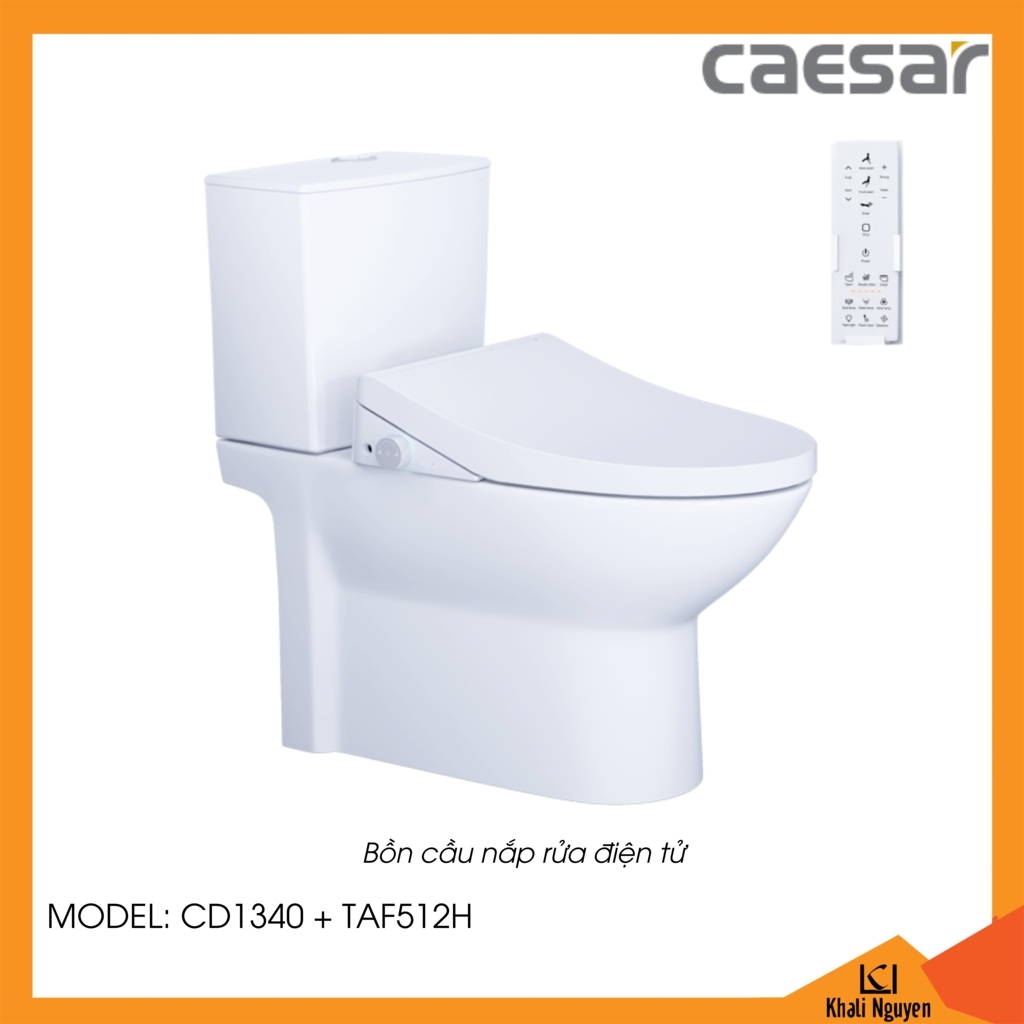 Bồn cầu nắp rửa điện tử Caesar CD1340+TAF512H