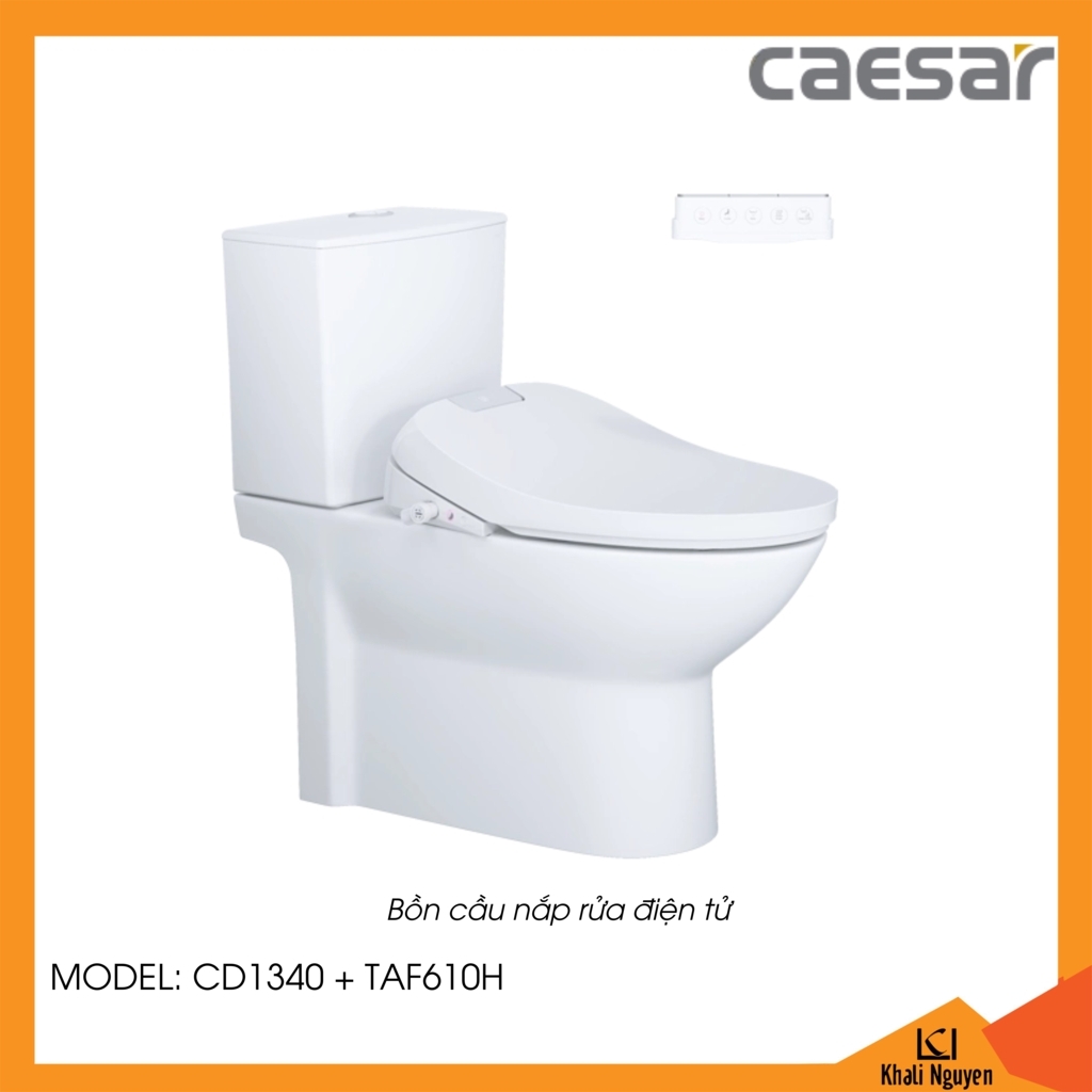 Bồn cầu nắp rửa điện tử Caesar CD1340 + TAF610H