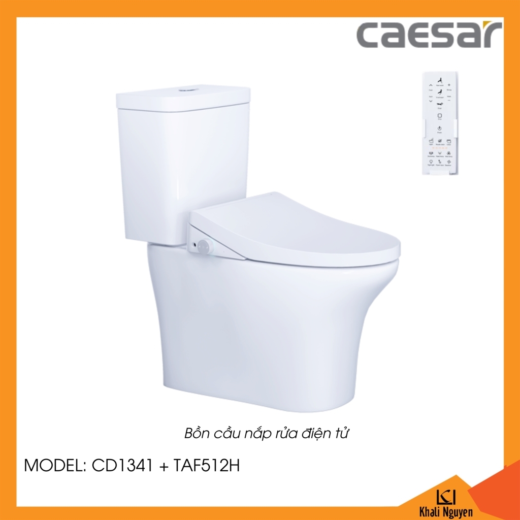 Bồn cầu nắp rửa điện tử Caesar CD1341+TAF512H