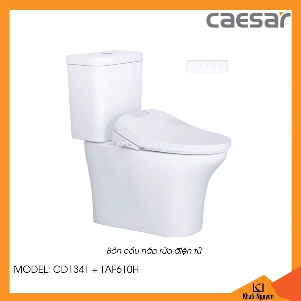 Bồn cầu nắp rửa điện tử Caesar CD1341+TAF610H