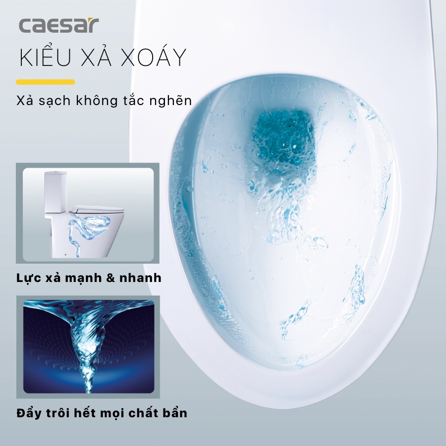 Bồn cầu Caesar CD1342 xả xoáy siêu mạnh