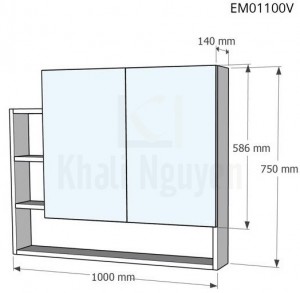 Bản Vẽ Tủ Gương Phòng Tắm Caesar EM01100V Màu Trắng