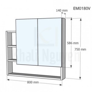 Bản Vẽ Tủ Gương Phòng Tắm Caesar EM0180V Màu Trắng