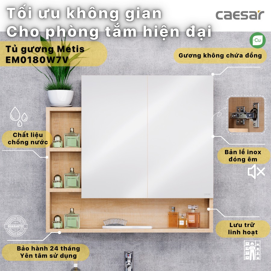 Tủ gương Caesar EM0180W7V - hình 1