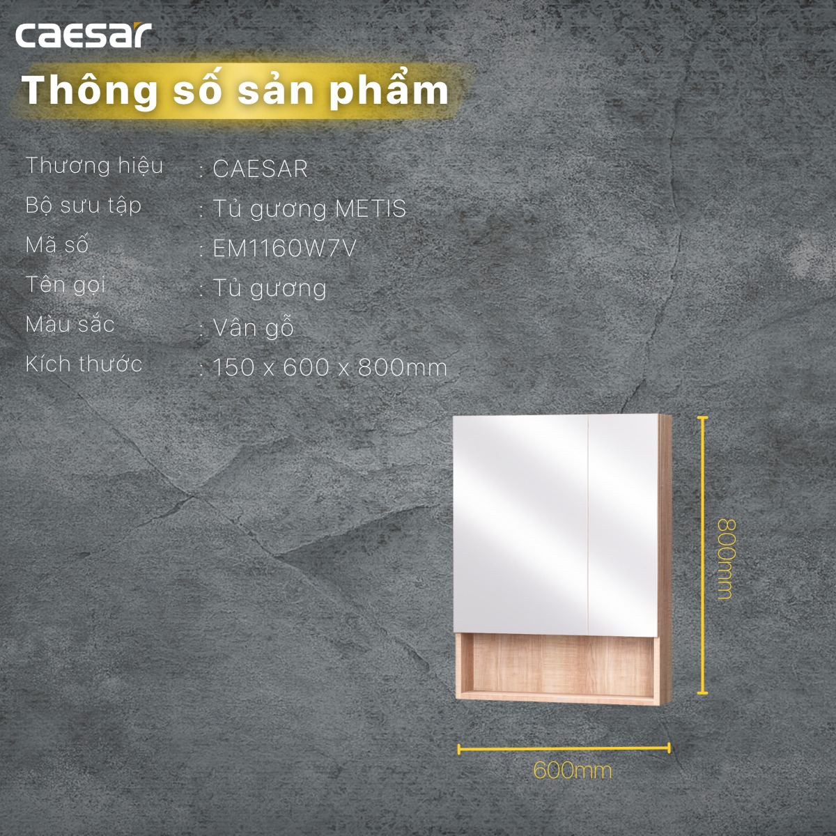 Tủ gương Caesar EM1160W7V - 4