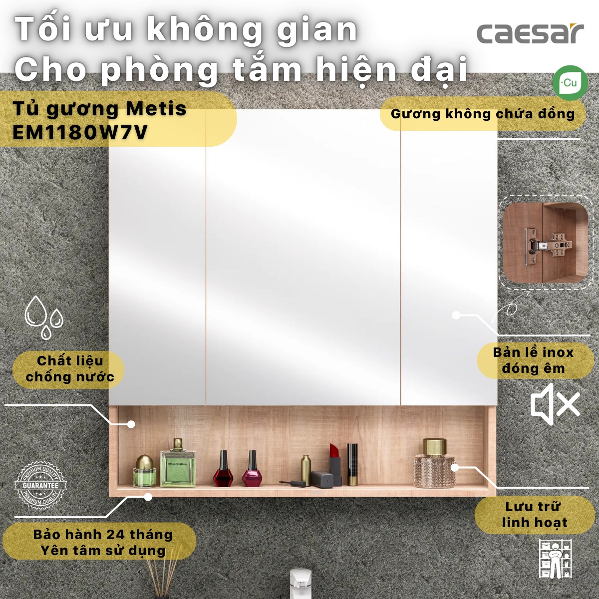 Tủ gương Caesar EM1180W7V - hình 1