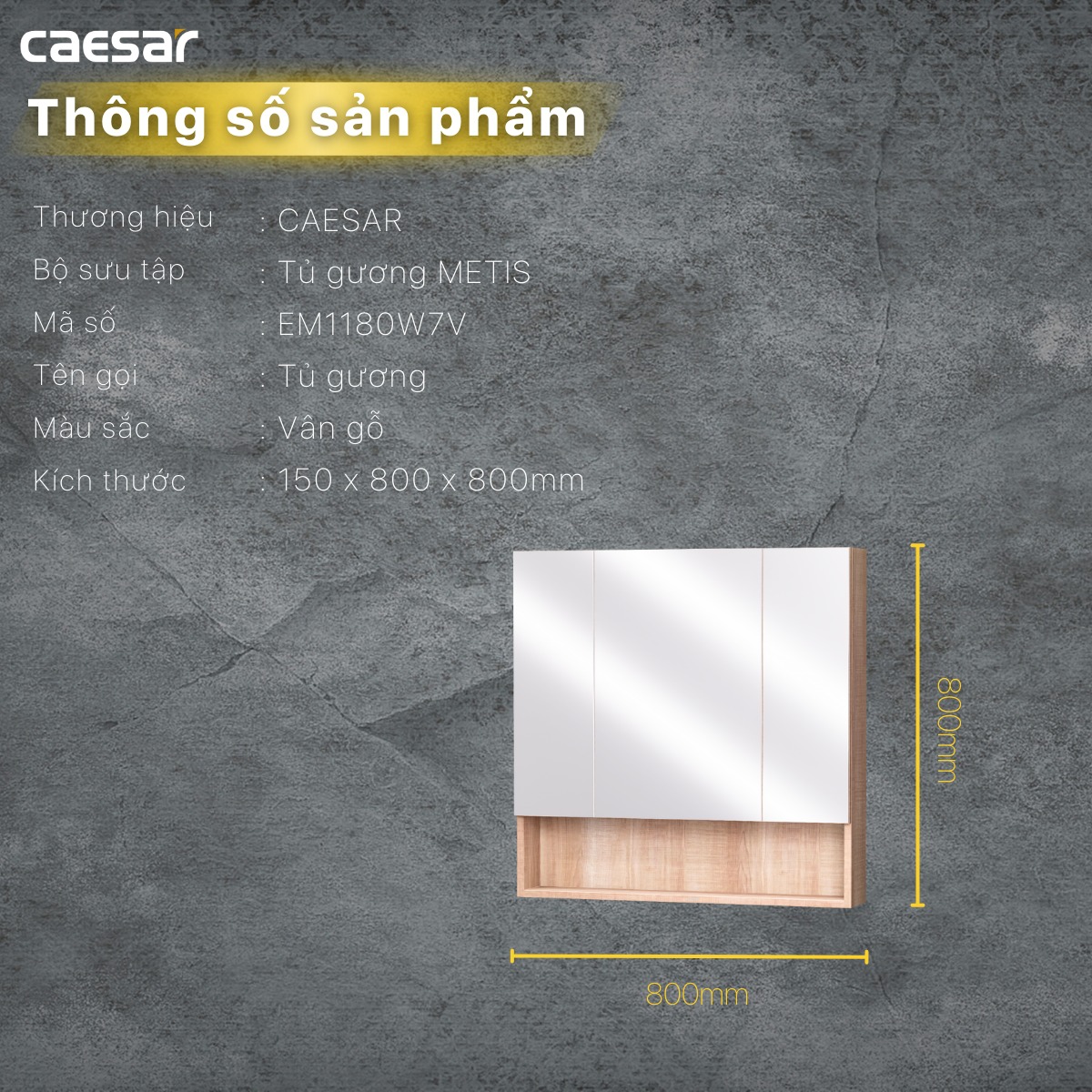 Tủ gương Caesar EM1180W7V - hình 4