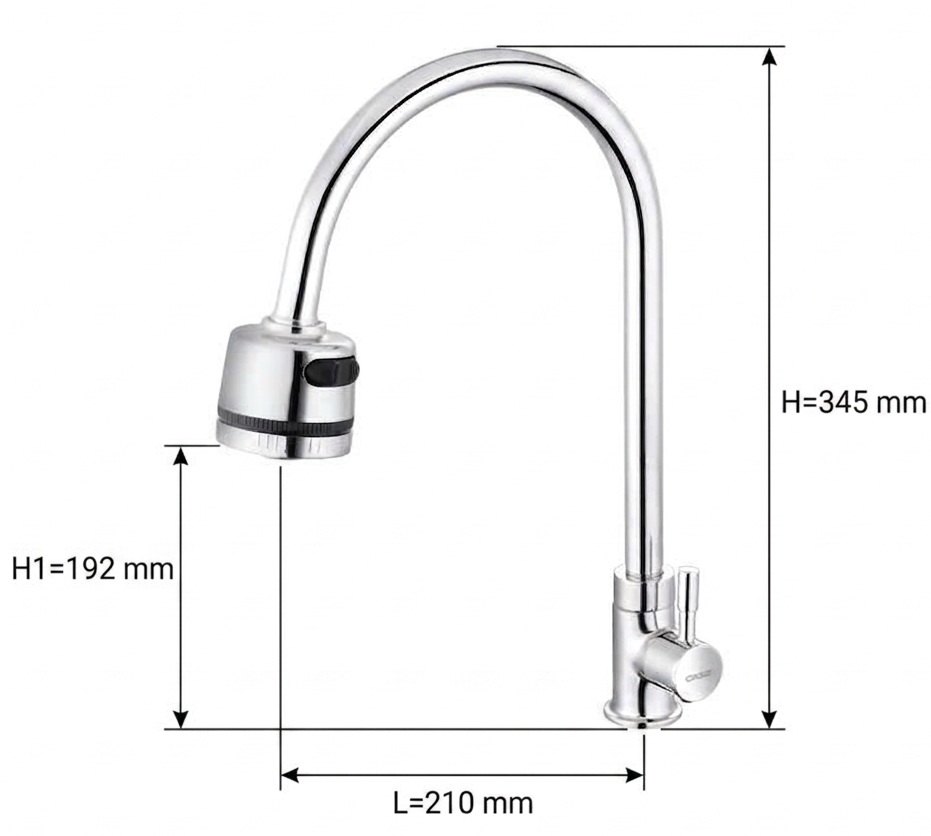 Bản vẽ vòi bếp nước lạnh Caesar K035CV