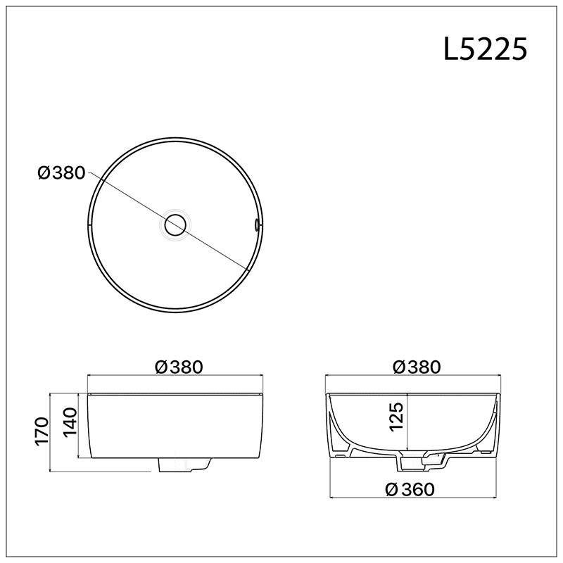 Bản vẽ lavabo Caesar đặt bàn L5225