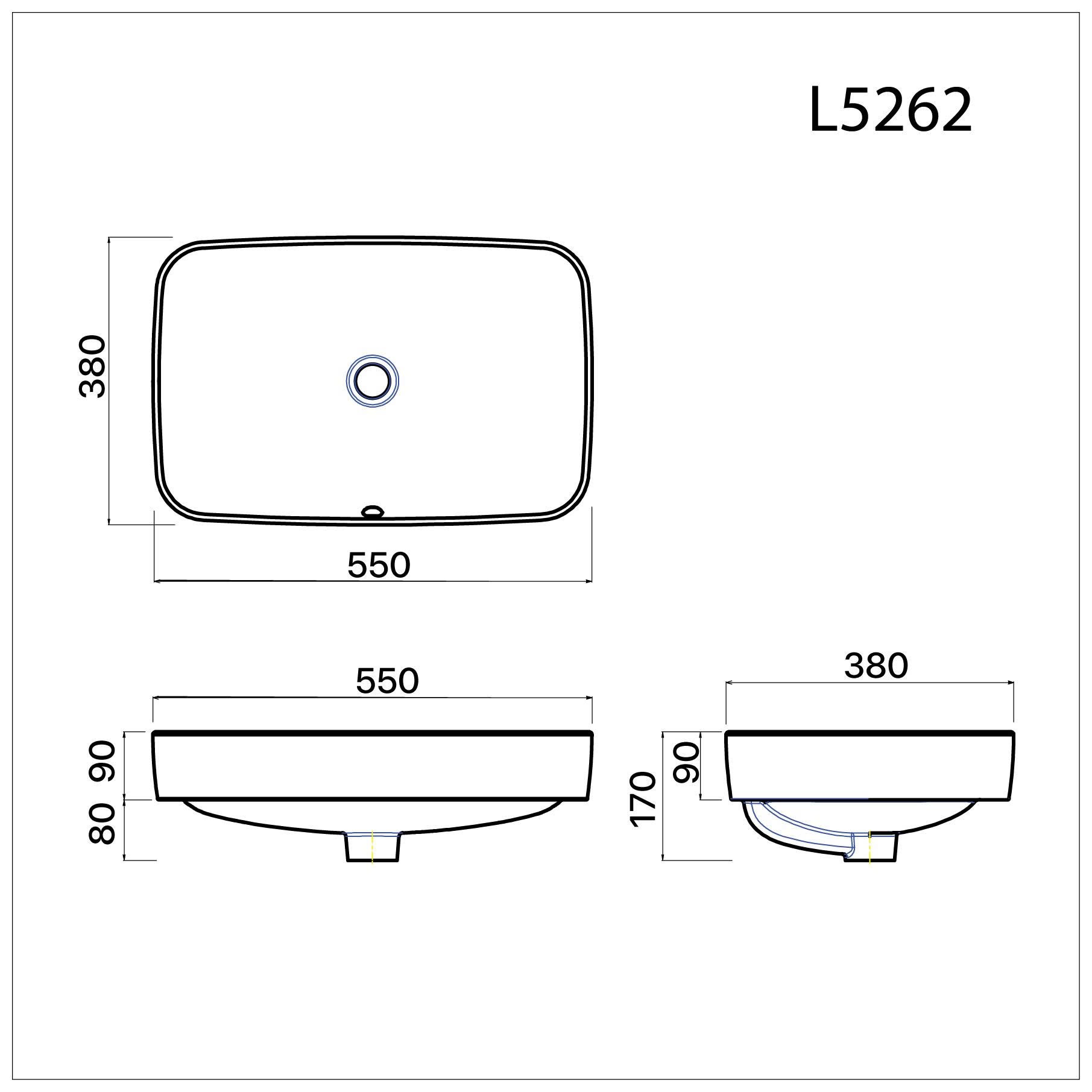 Bản vẽ lavabo Caesar đặt bàn L5262