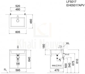Bản Vẽ Bộ Tủ Lavabo Caesar LF5017/EH05017AV