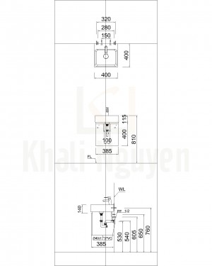 Bản Vẽ Bộ Tủ Lavabo Caesar LF5257/EH05257AWV Treo Tường