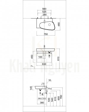 Bản Vẽ Bộ Tủ Lavabo Caesar LF5364/EH05362ADV Treo Tường