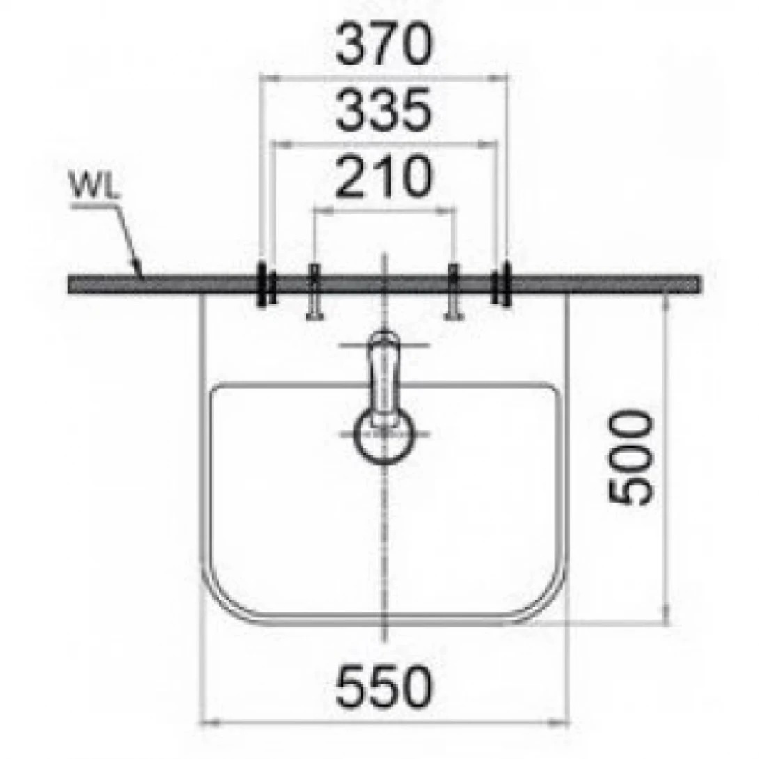 Bản vẽ lavabo Caesar treo tường LF5370/PF2463