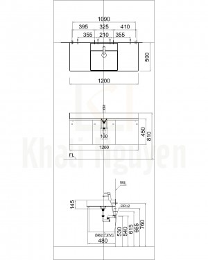 Bản Vẽ Bộ Tủ Lavabo Caesar LF5388/EH05388AV