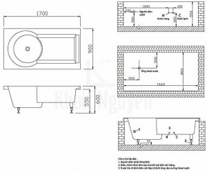Bản Vẽ Bồn Tắm Không Chân Yếm Caesar MT211SAL(R) Massage Hơi