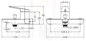 Bản Vẽ Sen Tắm Nóng Lạnh CAESAR S203C Tay Sen 1 Chế Độ