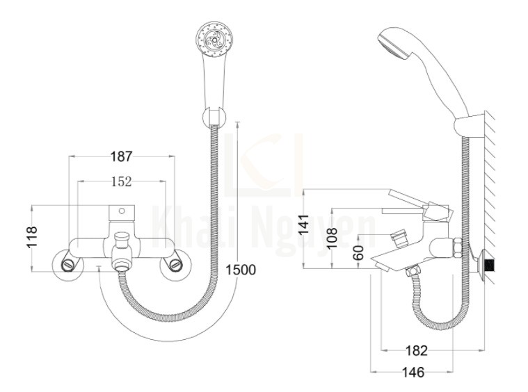 Bản Vẽ Vòi Sen Nóng Lạnh CAESAR S233C Tay 3 Chế Độ