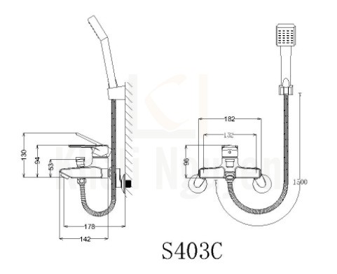 Bản Vẽ Vòi Sen Nóng Lạnh CAESAR S403C Tay 1 Chế Độ