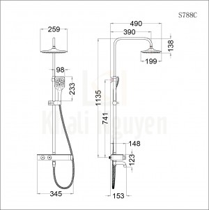 Bản Vẽ Sen Tắm Cây Nhiệt Độ Caesar S788C Tay Sen 3 Chế Độ