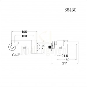 Bản Vẽ Sen Tắm Nóng Lạnh CAESAR S843C Tay Sen 3 Chế Độ