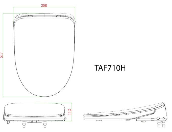 Bản vẽ nắp bồn cầu điện tử Caesar TAF710H