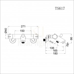 Bản Vẽ Sen Tắm Nhiệt Độ Caesar TS617 Tay Sen 3 Chế Độ