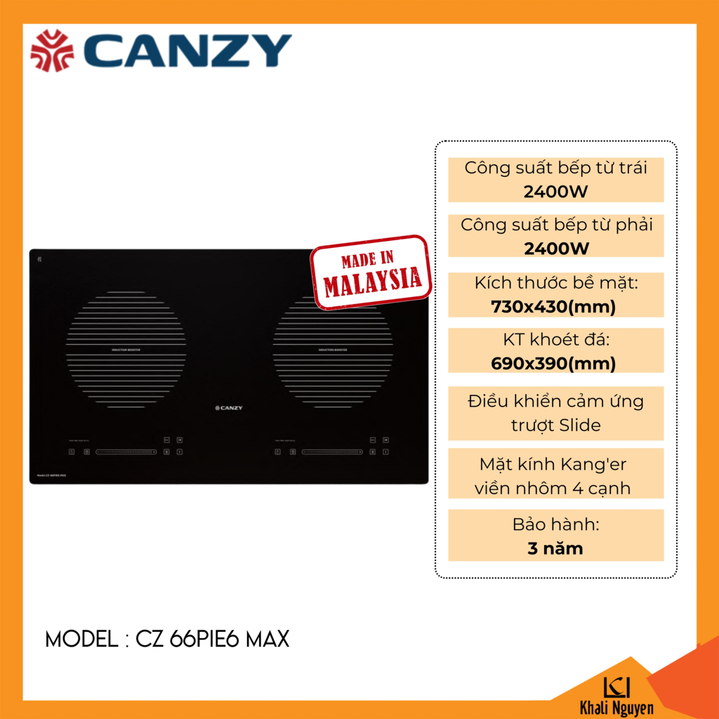 Bếp điện từ đôi Canzy CZ 66PIE6 MAX