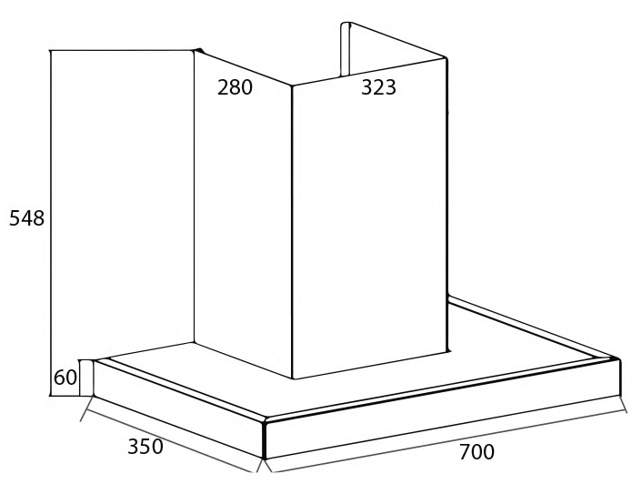 Bản vẽ máy hút mùi treo tường Canzy CZ D70S35