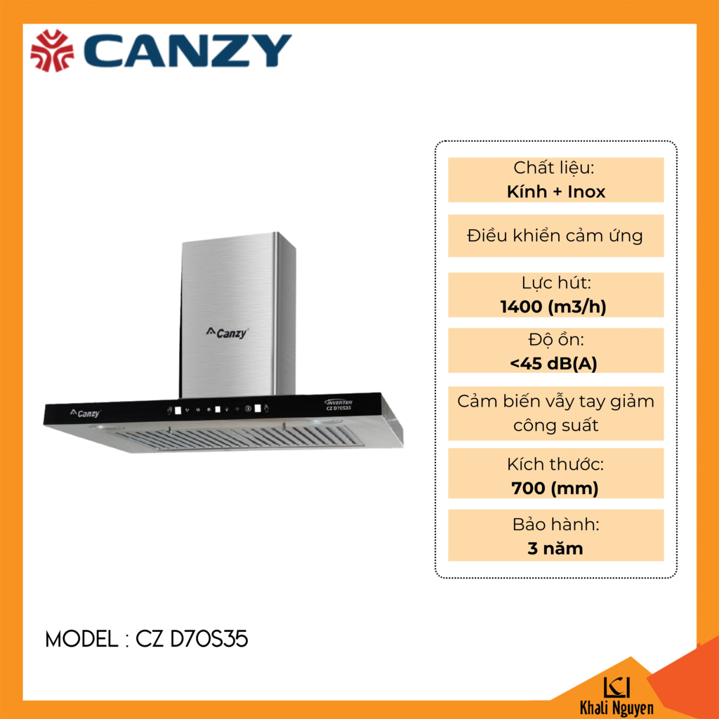 Máy hút mùi treo tường Canzy CZ D70S35