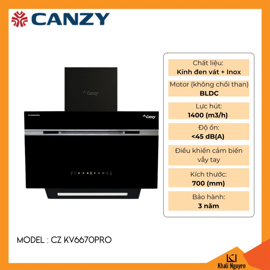 Máy hút mùi treo tường Canzy CZ KV6670PRO