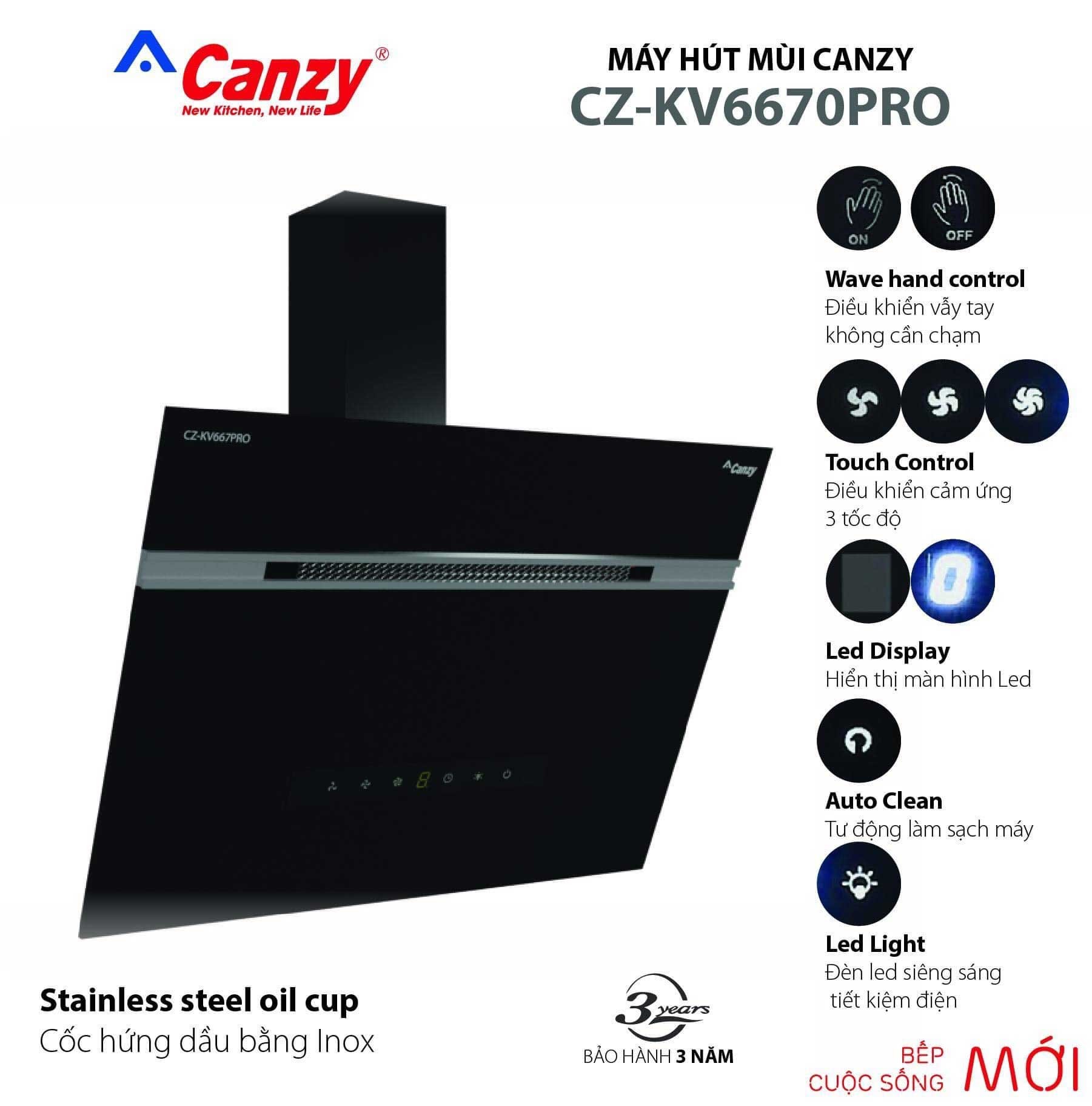 Chức năng máy hút mùi Canzy CZ KV6670PRO