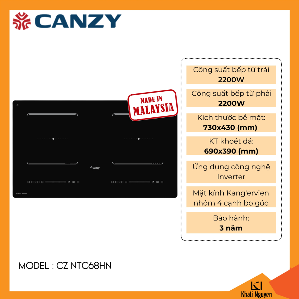Bếp điện từ đôi Canzy CZ NTC68HN