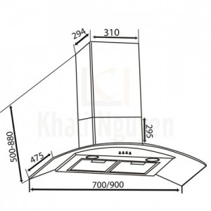 Bản Vẽ Máy Hút Mùi Canzy CZ-70BDS Kính Cong Khử Mùi Than Hoạt Tính