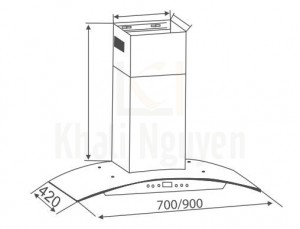 Bản vẽ kỹ thuật máy hút mùi Canzy CZ-0490