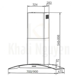 Bản vẽ kỹ thuật máy hút mùi Canzy CZ-1890