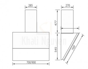 Bản vẽ kỹ thuật máy hút mùi Canzy CZ-2890GH