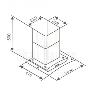 Bản vẽ kỹ thuật máy hút mùi Canzy CZ-3970Q