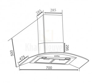 Bản Vẽ Máy Hút Mùi Canzy CZ-70TS Kính Cong Khử Mùi Than Hoạt Tính