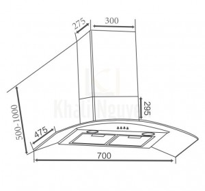 Bản Vẽ Máy Hút Mùi Canzy CZ-8970H Kính Cong Khử Mùi Than Hoạt Tính