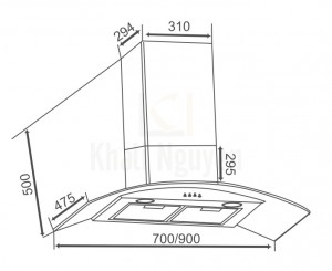 Bản Vẽ Máy Hút Mùi Canzy CZ-MLH890 Kính Cong Khử Mùi Than Hoạt Tính