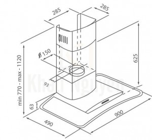Bản vẽ kỹ thuật máy hút mùi Canzy CZ-MR90