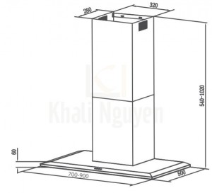 Bản vẽ kỹ thuật máy hút mùi Canzy CZ-T09