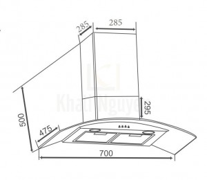 Bản Vẽ Máy Hút Mùi Canzy CZ-TB70 Kính Cong Khử Mùi Than Hoạt Tính